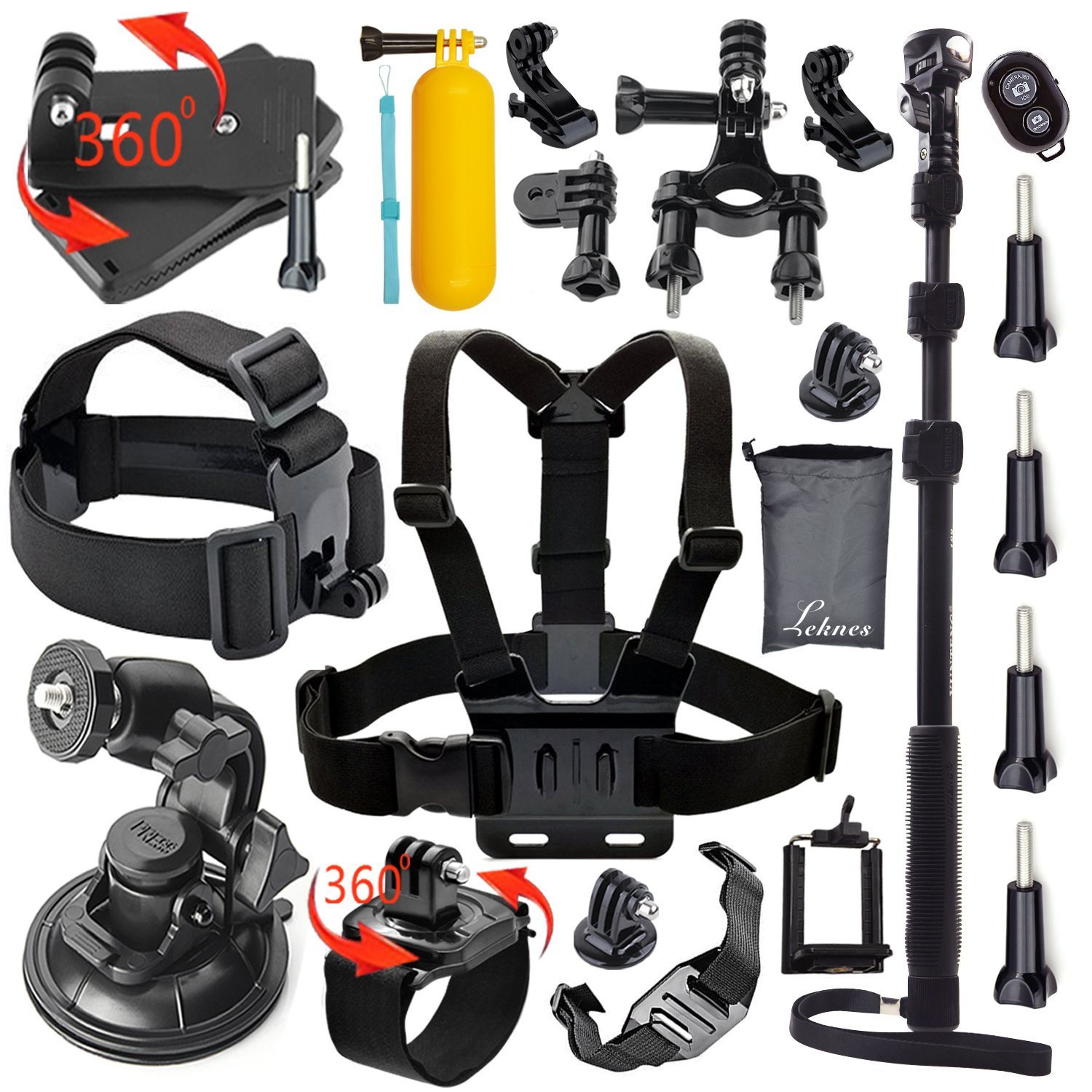 81qje5hdg+L._SL1500_ LEKNES Common Outdoor Sports Essentials Kit for GoPro Hero 4 3+ 3 2 1 and Sj4000 Sj5000 Sport camera in Parachuting Diving Surfing Rowing Running